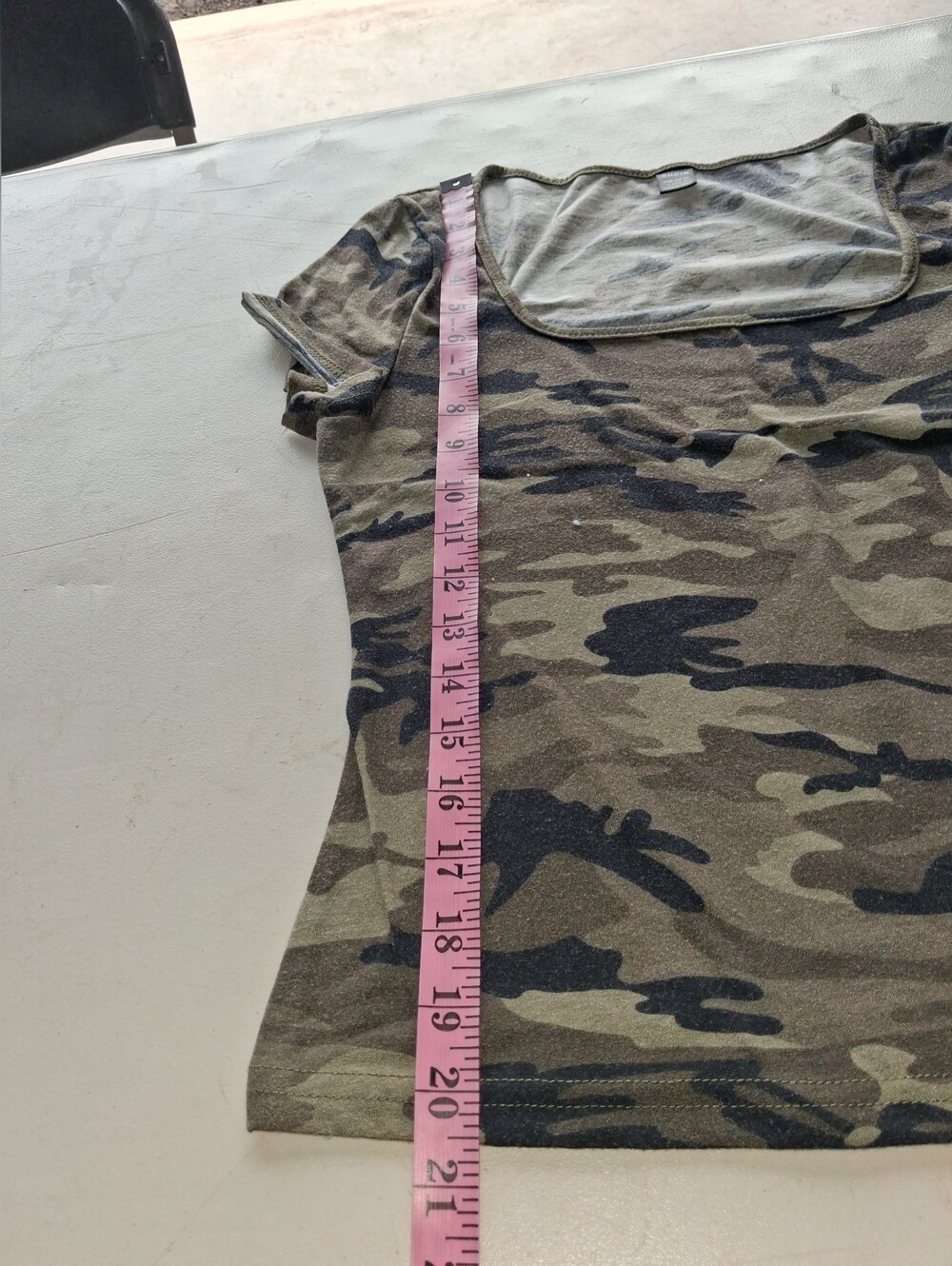 SHEIN Olive & Black Camo Scoop Neck Tee